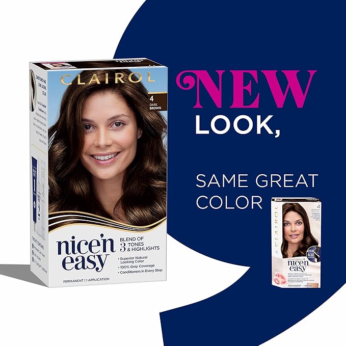 Clairol Nice 'n Easy Permanent Hair Color, 5C Medium Cool Brown, Pack of 3 Allergy Gentle Single-Step Hair Dye, Conditioners, Natural-Looking Color, Salon Highlights, Grey Coverage