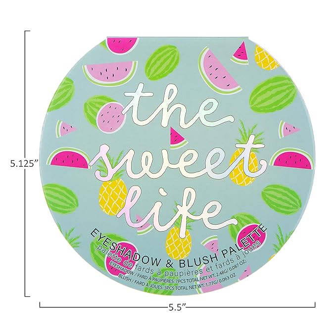 The Sweet Life Glisten & Glitter Makeup Palette 10 Color Eyeshadow Palette & Blush Makeup Novelty Beauty Set, Fold Out Compact with Mirror,Washable, Non-Toxic
