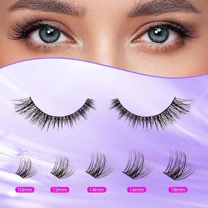 Ocean Pearl Lash Clusters Kit 154pcs,Eyelashes,spike-effect cluster lashes,10-18mm manga/anime-inspired lashes clusters,DIY Cluster Eyelash Extensions kit with lash bond+seal+remover+tweezers-M32+M35