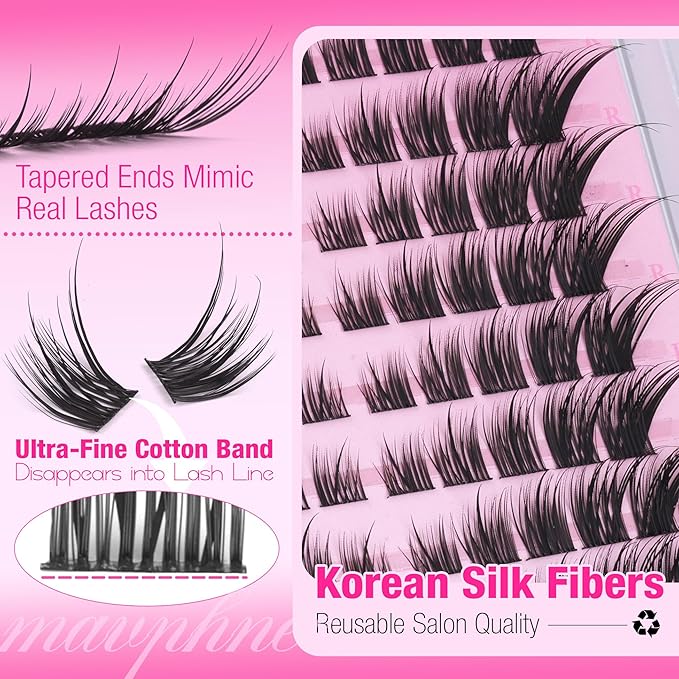 Fox Eye Lash Clutsers Wispy Cluster Eyelash Extensions Fairy Cat Eye Individual Lash Extension LC-Curly Cluster Lashes DIY Lash Pack Natural Eyelash Clusters Beginner-friendly by Mavphnee