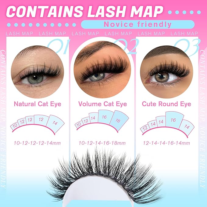 TOOCHUNAG Lash Extension Kit Spiky Fluff Lash Clusters 10-18mm DIY Cluster Eyelash Extensions Kit 200pcs Wispy Soft Individual Lashes Clusters,Lash Bond and Seal &Tweezers