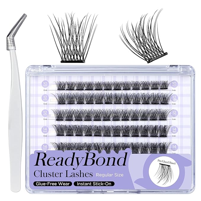 WINKGIGGLE Self Adhesive lash Clusters Kit, Pre Glued Lashes With Tweezer Press On Lashes No Glue No Remover Needed for Beginners