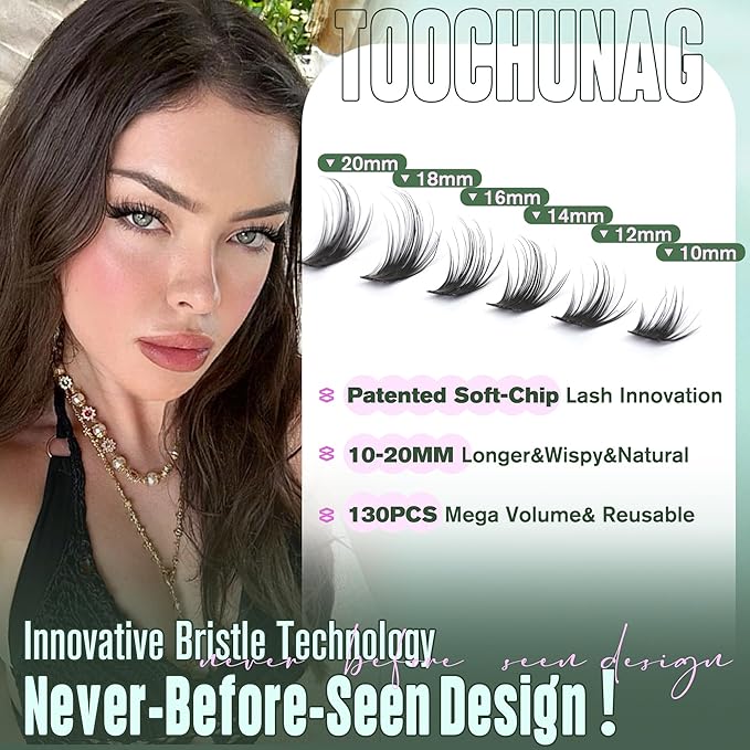 Wispy Lash Clusters 10-20mm Eyelash Clusters Natural Mascara-Look False Eyelashes Extensions Volume Individual Lashes D Curly Long DIY Cluster Eyelash Extensions by TOOCHUNAG