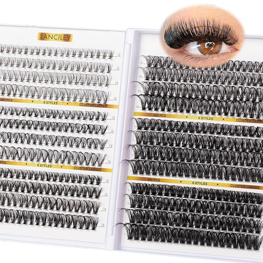 480PCS Lash Clusters 10-20MM 20D+30D+40D+60D+80D+100D Thick Volume Eyelash Extensions Natural Eyelash Clusters Individual Lashes Long Lasting D Curly Lash Extension Thin Band Soft False Lashes-6