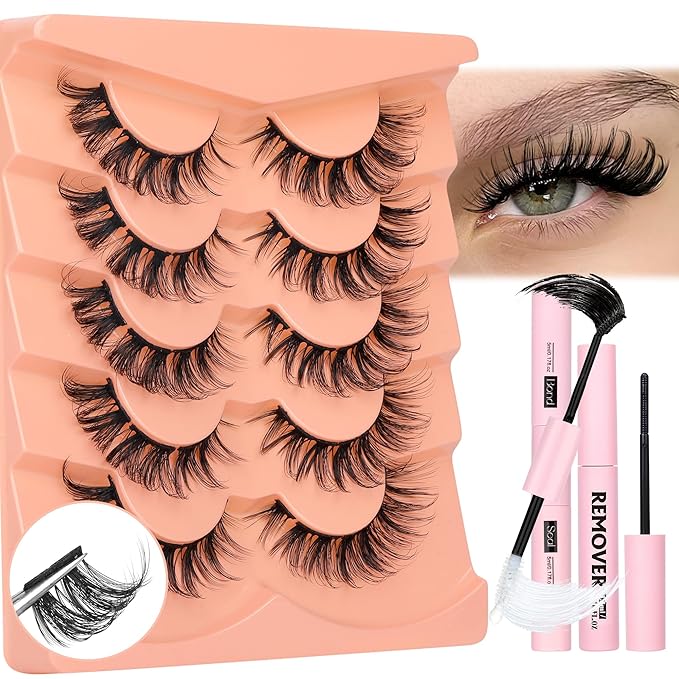 Lash Clusters Kit DIY Individual Eyelashes Extensions with Lash Bond and Seal Remover Natural Cluster Lashes Wispy Eyelashes Extension Kit by Eefofnn