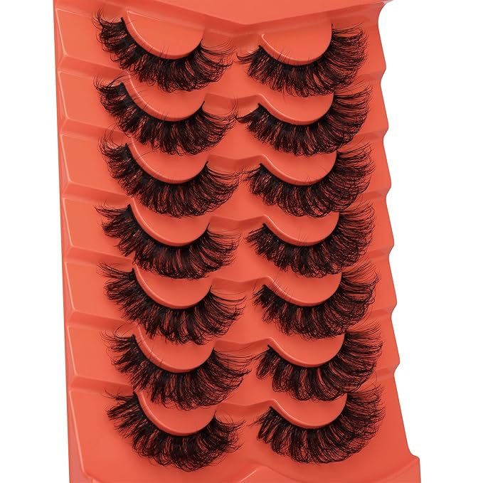 Natural False Eyelashes Wispy Lashes 17mm Eyelashes that Look Like Lash Extensions 7 Pairs Volume Eye Lashes Multipack by Focipeysa