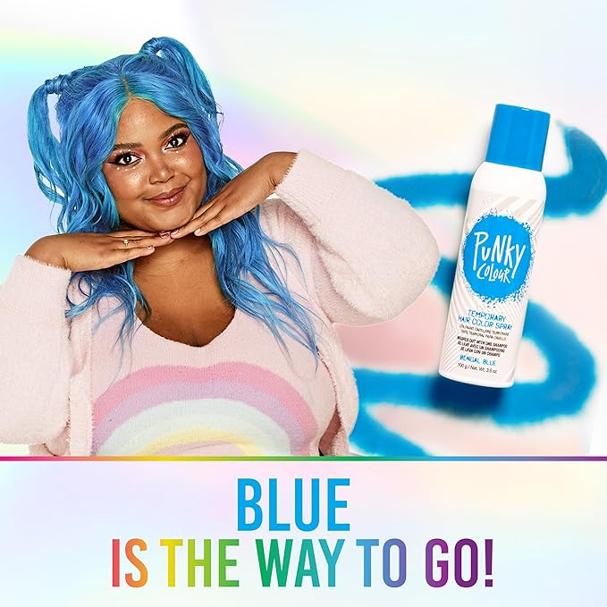 Punky Temporary Hair Color Spray, Bengal Blue, Non-Sticky, Non-Damaging, Travel Size Hair Dye for Instant Vivid Hair Color, 3.5 oz