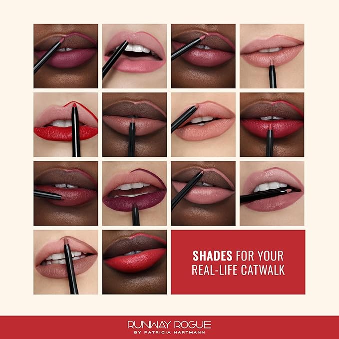 Runway Rogue Designer Liner Lip Pencil, Matte Soft Pink-Mauve Lip Liner Pencil and Lip Liner Sharpener, ‘A List’