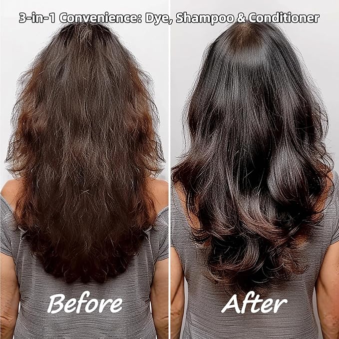 Instant Permanent Hair Color Dye Shampoo Ampoule - Paraben-Free, 5-Minute Easy and Fast Coloring, Gray Cover Hair Dye with Keratin & Collagen, Made in Korea (Dark Brown)