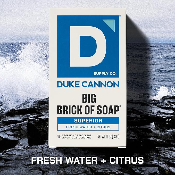 Duke Cannon Supply Co. Extra Large Bar Soap Bundle - Men's Bar Soap with Masculine Scents - Frsh Water + Citrus - All Skin Types - Big Brick of Soap - Superior,10 oz