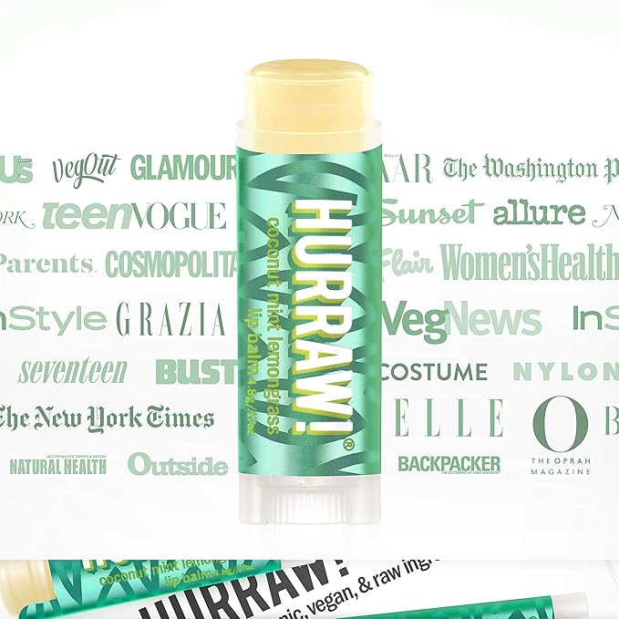 Hurraw! Coconut, Mint, Lemongrass (Pitta) Lip Balm, 2 Pack: Organic, Certified Vegan, Cruelty and Gluten Free. Non-GMO, 100% Natural Ingredients. Bee, Shea, Soy and Palm Free. Made in USA