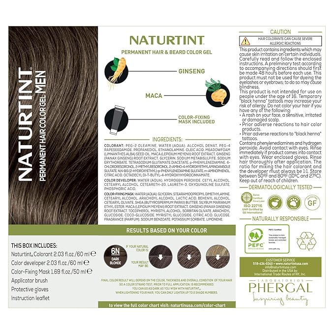 Naturtint Mens Permanent Hair Color for Hair Beard and Mustache (6N Dark Blonde)