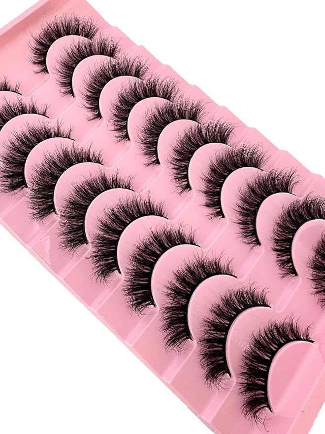 HBZGTLAD New 10 Pairs 3D Mink Lashes False Eyelashes Handmade Wispy Fluffy Long Lashes Natural Eye Makeup Tools Eye Lashes (9-6)