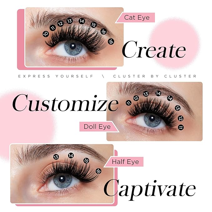 Volume Lash Clusters 280Pcs Eyelash Clusters DIY Lashes Natural Look 100D Reusable Super Thin Band & Soft Individual Faux Mink Lashes by Winkgiggle (100D)