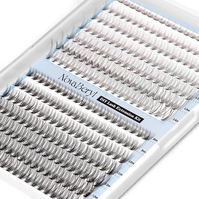 10D & 20D Lash Clusters, DIY Individual Lash Extensions, Soft Reusable Natural Eyelashes, 0.07mm C Curl, Mixed Lengths 8-14mm, Natural Look False Lashes