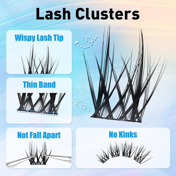 Lash Clusters Wispy Eyelash Clusters DIY Eyelash Extensions 10-16MM C Curl Natural Individual Lashes Fairy 120Pcs Manga Lashes Cluster, DIY Lash Extensions at Home (F01)