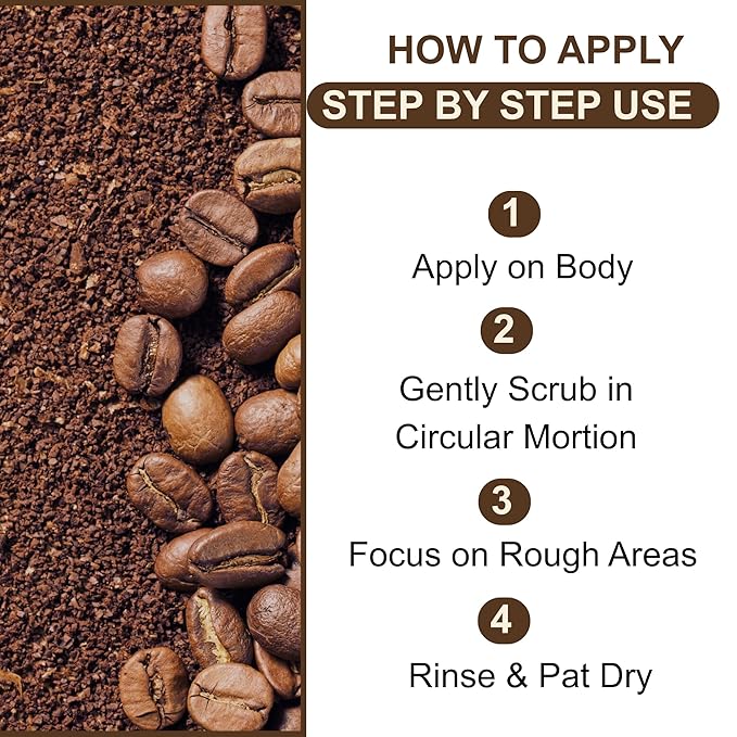 Coffee Scrub Body Exfoliator, 350g Anti Cellulite, Anti aging, Removes Dark Circles, Wrinkles, Gift for Women and Men, contains Coffe-Seeds, Sea Salt, Coconut Oil, Leaf Extracts (350g, Coffee Scrub)