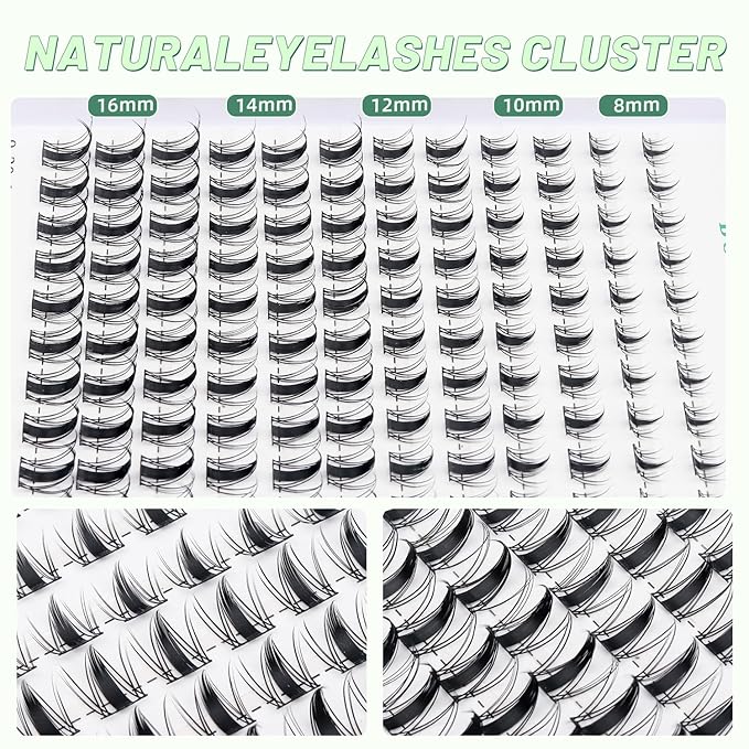 Bodermincer Lash Clusters D Curl Black/Brown/Colored Lashes 10-12-14/12-14-16/16-18-20mm Mixed Lash Clusters Kit For Beginner (B01# Fairy Lash Kit 8-16mm MIX)