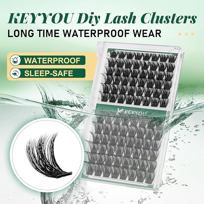 Lash Clusters 96pcs Individual Lashes Y02 D Curl 8-12MIX Cluster Lashes KEYYOU Volume Wispy Lash Extension Soft&Comfortable Easy DIY at Home(Y02,D-8-12MIX)