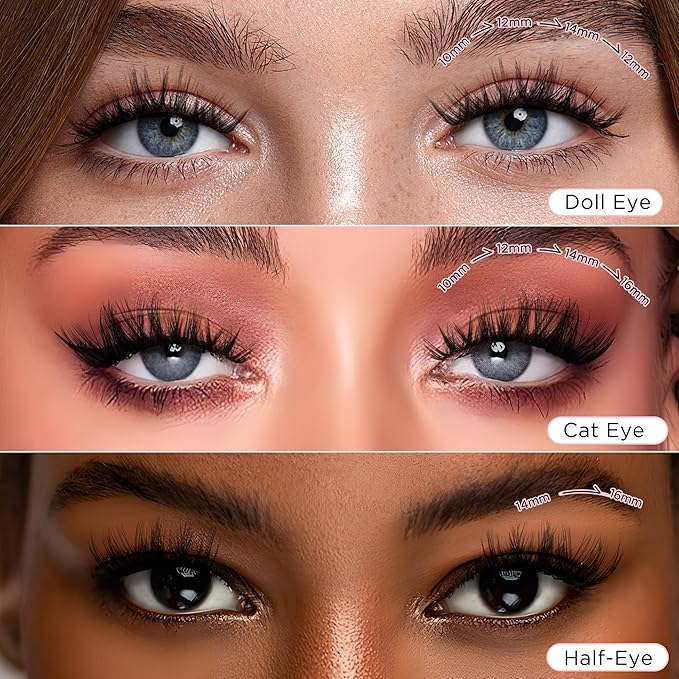 Cluster Lashes Wispy Lash Clusters Soft D Curl Eyelash Clusters Russian Lashes Clusters DIY Eyelash Extensions at Home,Thin Bank MIX (DDX163)