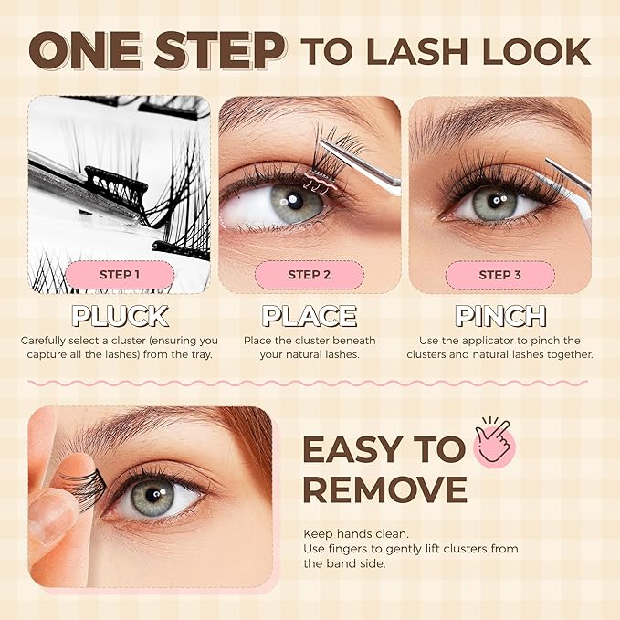 WINKGIGGLE Self Adhesive Eyelashes Kit, Pre Glued Press On Lashes No Glue No Remover Needed for Beginners