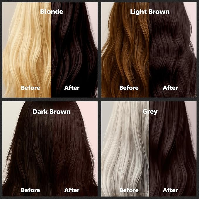Herbishh Dark Coffee Hair Color Shampoo - 3-In-1 Magic Dye for Gray Hair 500 Ml + Essential Flower Hair Oil - Organic Formula for Dry, Damaged Hair 60 ML