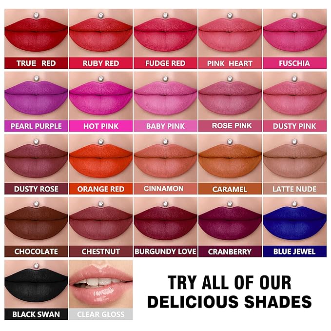 Red Lipstick Set Long Lasting 3Pc Matte Liquid Lipsticks for Women Non Transfer Smudgeproof Red Orange Nude Lipstick Kit Cruelty Free Lip Color, 13/51/61