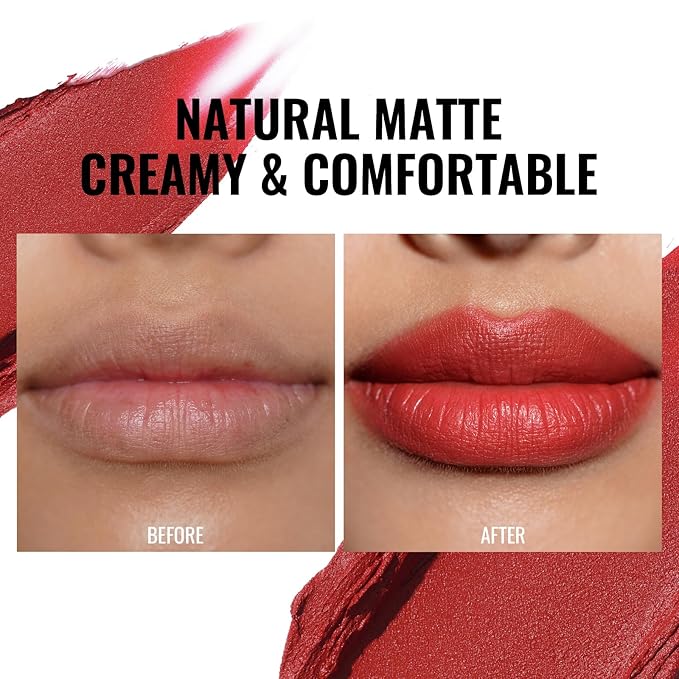 Oulac Red Matte Lipsticks for Women, Silky Velvet Matte Lipstick, Soft Smooth Texture, High Impact Lip Color, Not Dry Lightweight Formula Infused with Vitamin E, Vegan&Cruelty Free RM03