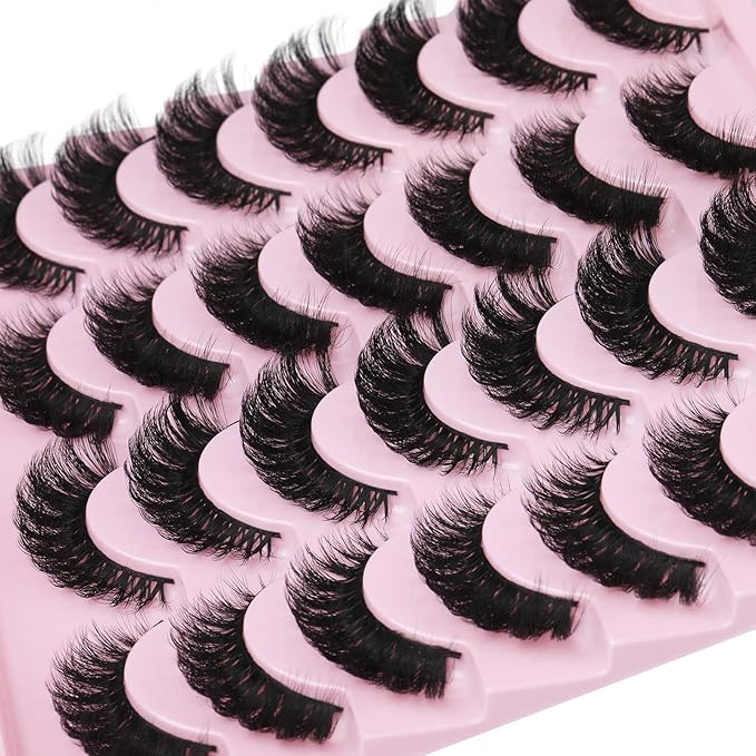 False Eyelashes Russian Strip lashes Cat Eye Eyelashes Faux Mink Lashes Fox Eye volume Dramatic Fake Lashes Look Like Extension Eyelashes Long Strip Wispy Lashes14 Pairs