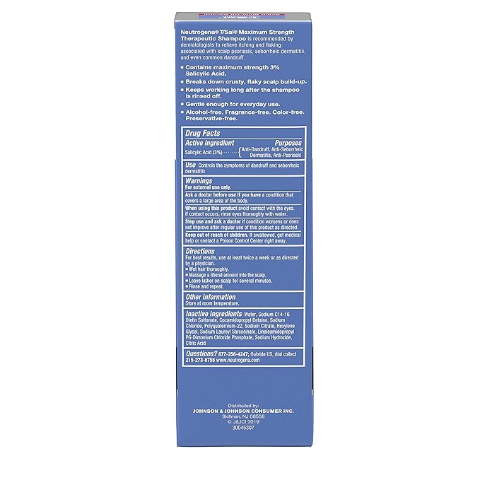 Neutrogena T/Sal Therapeutic Shampoo for Scalp Build-Up Control with Salicylic Acid, Scalp Treatment for Dandruff, Scalp Psoriasis & Seborrheic Dermatitis Relief, 4.5 fl. oz (Pack of 4)