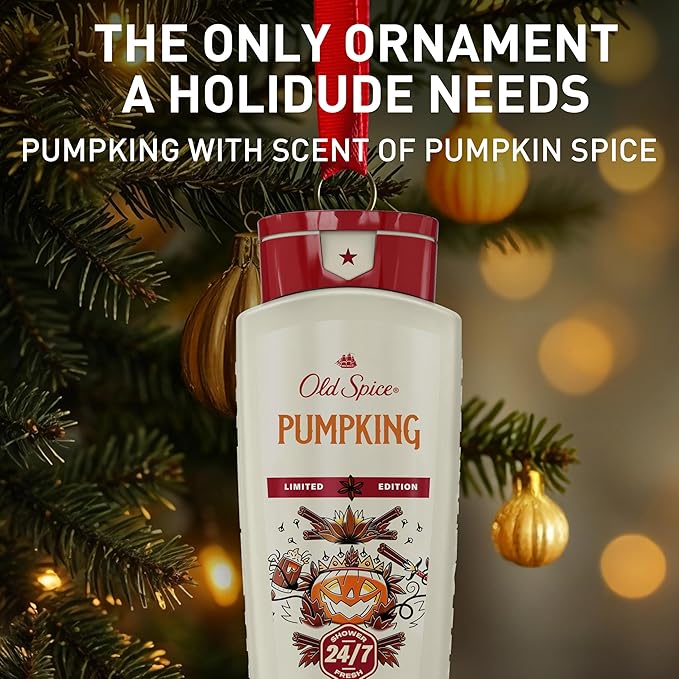 Old Spice Body Wash for Men, Holidudes Holiday Edition, 24/7 Holiday Freshness, Lasting Scent and Rich Lather, Stocking Stuffer, PumpKing Pumpkin Spice Scent, 16 oz