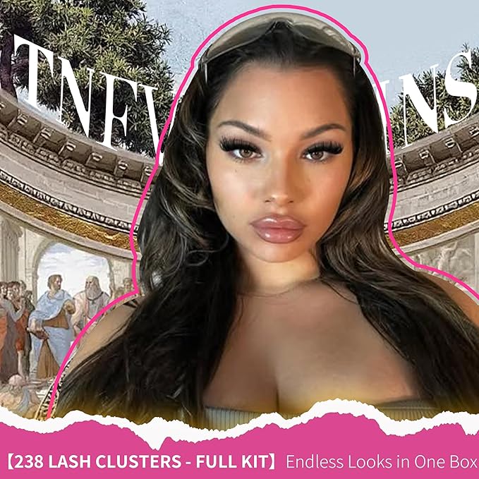 TNFVLONEINS Manga Lash Clusters Kit with Spikes Wispy Lash Extension Kit Fluffy Eyelash Clusters Anime Cluster Eyelash Extensions Spiky Individual Lashes soft Eyelash Extension Kit（12-20MM,224Pcs）