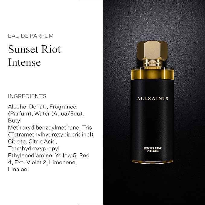 AllSaints Sunset Riot Intense - Amber, Woody & Floral Fragrance - Unisex Perfume with Cedar & Musk - Body Fragrance with an Aromatic Smell - Bold Evening Scent - 100mL/3.4 fl oz