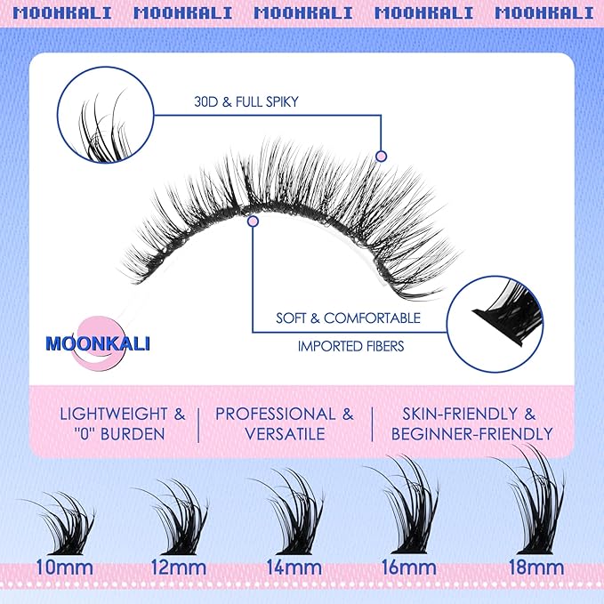 Natural Lash Clusters Kit Wispy Eyelash Clusters D Curly Waterproof Cluster Eyelash Extensions With Lash Glue Bond and Seal and Eyelash Tweezers Luxury 30D Individual Cluster Lashes Kit