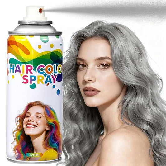 Silver Temporary Hair Color Spray - Washable & Natural One-Time Use Hair Wax for Women & Kids & Adults - Strong Hold for Halloween, Cosplay, Party, Washes Out Easily