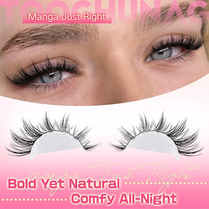 Wispy Lash Clusters Kit Spiky Manga Lashes Extension Kit 8-14mm Eyelash Clusters DIY Individual Lashes Clusters with Thin Band Cluster Eyelash Extensions Kit with Lash Glue&Tweezers by TOOCHUNAG