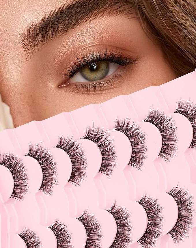Natural Lashes Natural Look Wispy Eyelashes Flared Strip Eyelash False Eye Lash Soft Eyelashes Pack 7 Pairs 13MM D75