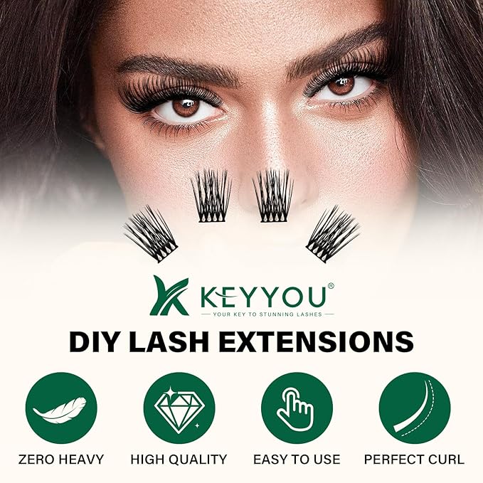 Lash Clusters 144pcs eyelash clusters D Curl 8-18MIX Individual Lashes KEYYOU Air Touch Cluster Lashes Super Lightweight Soft Wispy Comfortable Easy DIY at Home(Air03-D-8-18MIX)