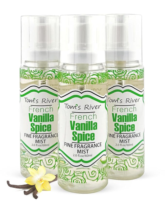 Tom's River Fine Fragrance Body & Hair Mist | Vanilla Spice Scented (Pack of 3) | For Daily Use | Travel-Friendly | 2 fl oz/ 60ml per Bottle