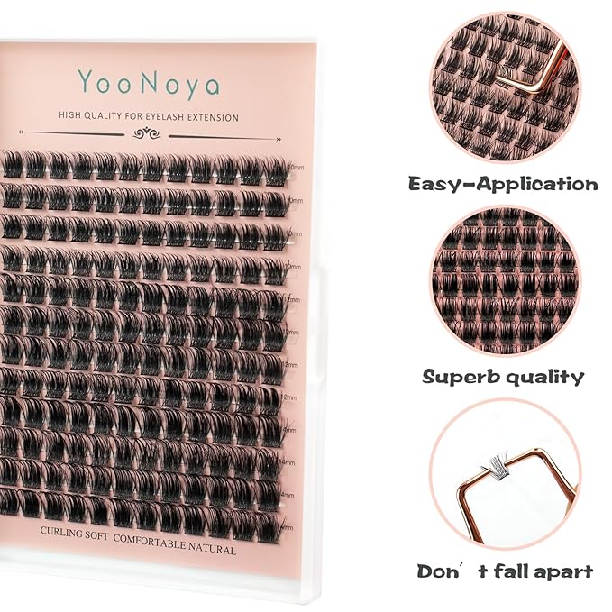 Lash Clusters 144 PCS 10-14mm Mix Volume Lashes Eyelash Clusters D Curl Cluster Eyelash Extensions Natural Wispy Cluster Lashes Reusable Individual Thick Lash Extension (QD-10-14mm - Mix)