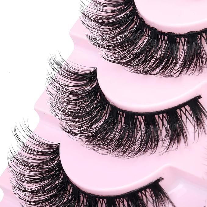 False Eyelashes Russian Strip Lashes Cat Eye Lashes Volume False Lashes D-Curly Fake Lashes zanlufly Reusable 14 Pairs Lashes Pack