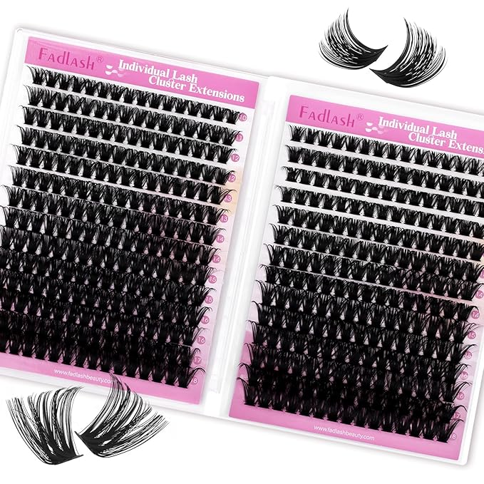FADLASH Fluffy Lash Clusters 80D+100D Eyelash Clusters D Curl Clusters Eyelash Extensions 10-18mm Individual Lashes Natural and Volume Lash Extensions