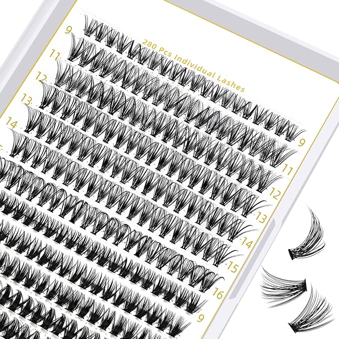 B&Q Lash Clusters 30D 50D-C-9-16MIX LASH Individual 280 Clusters False Eyelash 9-16MIX Lash Clusters Extensions DIY Eyelash Extensions at Home (30D 50D,C-9-16MIX)