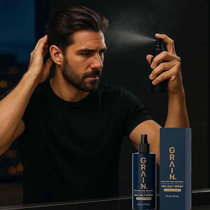 Grain Sea Salt Spray for Men | Texturizing and Volumizing Sea Salt Spray for Hair | Lightweight Volume Mist | Natural Texture | Flexible Hold | Unique Product Formula For all Hair Types | 6floz/177mL