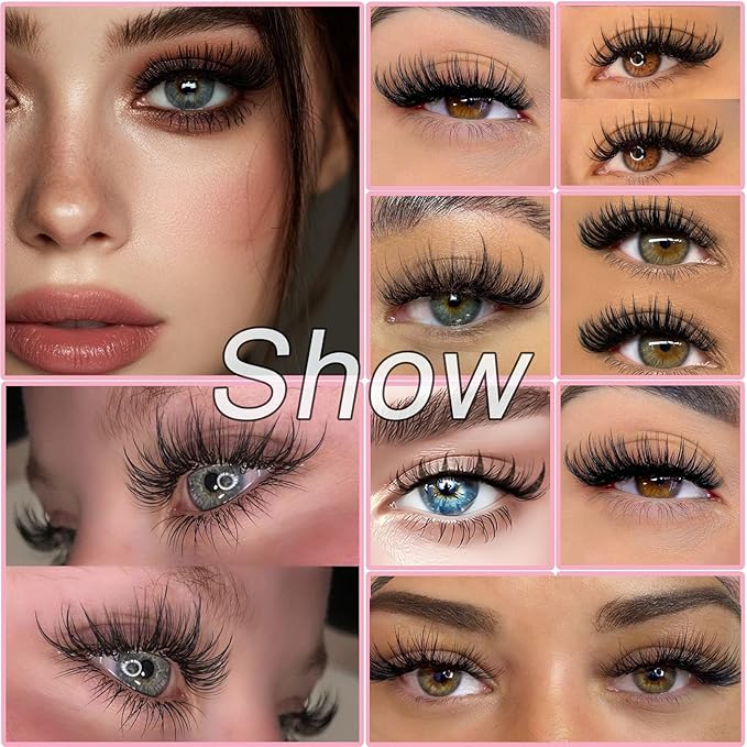 Lash Clusters Kit, Eyelash Clusters Individual Lash Extension Kit 480 Pcs D Curl Fluffy Wispy False Eyelashes Extensions Thin Band with Bond Seal Tweezers Brush Removers (50D+60D Kit 9-16mm)