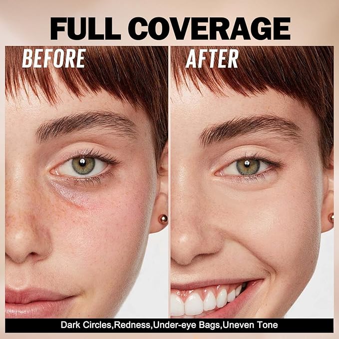 Anglicolor Liquid Concealer, Under Eye Full Coverage Concealers for Dark Circles, Fine Lines, Redness,Waterproof, Firming,Color Correcting Long lasting Makeup Concealer for Women(01#Light, 0.42 Fl Oz)