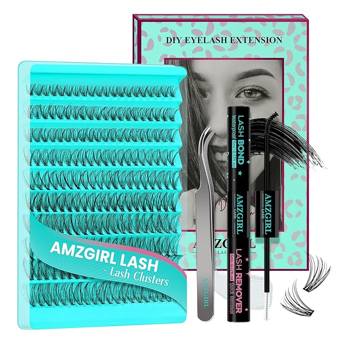 Lash Clusters Kit 200PCS 30D Eyelash Extension Kit D Curl Wispy Eyelash Clusters DIY Natural Individual Lashes Kits Lashes Extensions Kit with Lash Bond and Remover Eyelash Tweezer at Home