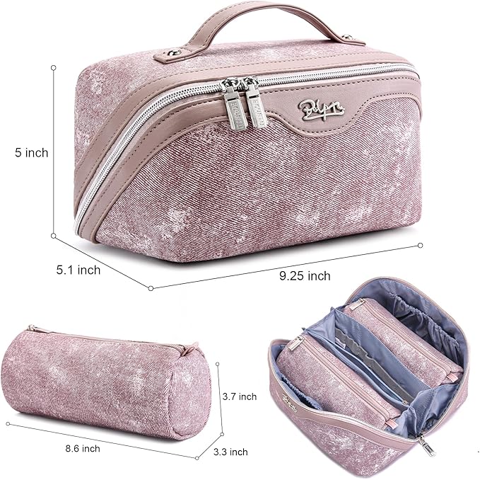 BOYATU Travel Makeup Bag Cosmetic Bags for Women: 3 Sets Large Capacity Make up Bag - Portable Toiletry Bags with Handle for Women(F-2-Purple)