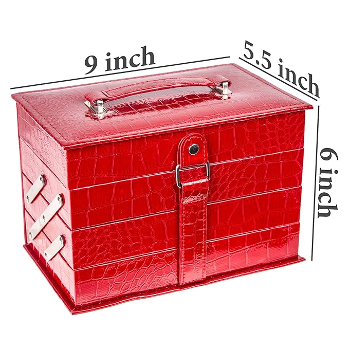 SHANY All In One Makeup Set, Eyeshadow, Blushes, Face Powder, Lipstick, Eye liners, Make up Pencils and Cosmetics Mirror - Makeup Kit With Reusable Storage Beauty Box - Red