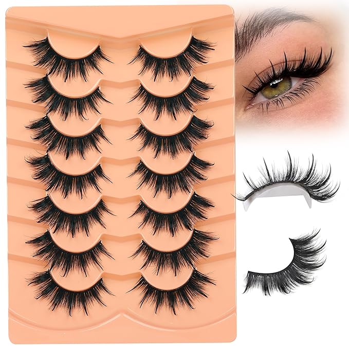 Focipeysa Manga False Eyelashes Wispy Eyelash Pack 18mm Strip Lash C Curly Faux Mink Lashes that Look Like Lash Extensions Natural Wispy False Lash Pack DIY Lash at Home